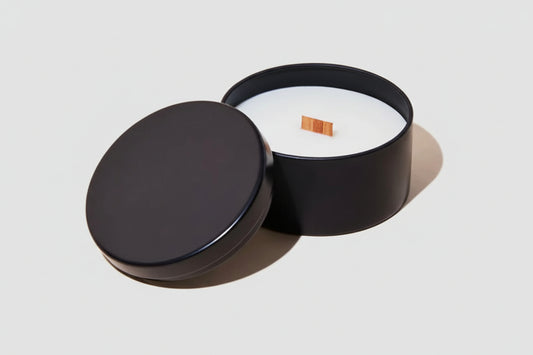 Black Tin Candle - A Precious Flame